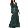 Alex Evenings Sequin Long Sleeve Gown In Green