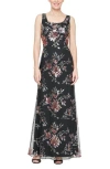 Alex Evenings Sequin Mesh Overlay Trumpet Dress