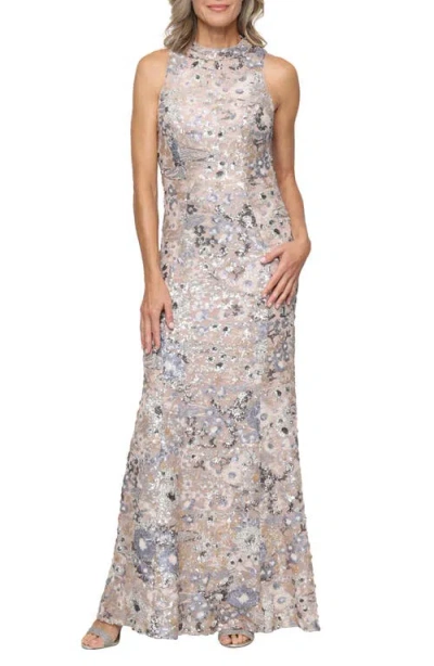 Alex Evenings Sequin Sleeveless Mermaid Gown In Multi