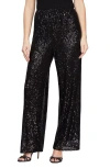 Alex Evenings Sequin Straight Leg Pants In Black
