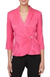 ALEX EVENINGS SHAWL COLLAR WRAP TOP