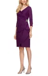 Alex Evenings Embellished Ruched Sheath Dress In Purple
