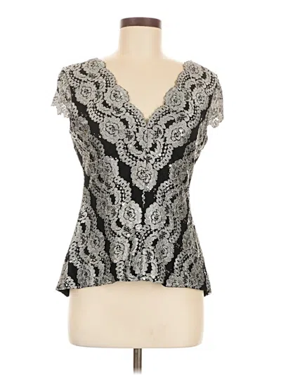 Pre-owned Alex Evenings Short Sleeve Blouse In Silver