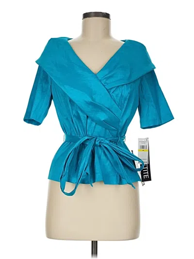 Alex Evenings Short Sleeve Blouse In Teal