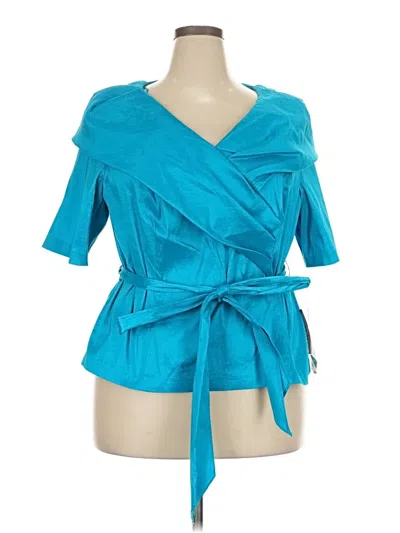 Alex Evenings Short Sleeve Blouse In Teal