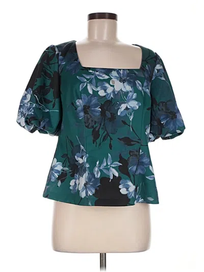 Pre-owned Alex Evenings Short Sleeve Blouse In Teal