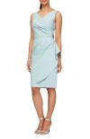Alex Evenings Side Ruched Cocktail Dress In Ice Sage