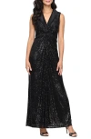 Alex Evenings Sleeveless Sequin Embellished Evening Gown In Black