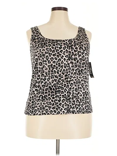 Alex Evenings Sleeveless Top Black Animal Print Pattern Scoop Neck Tops