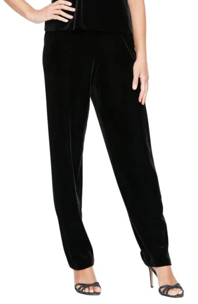 Alex Evenings Slim Fit Velvet Pants In Black