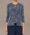 Alex Evenings Stretch Knit Metallic Two-piece Set In Navy