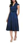 Alex Evenings Stretch Taffeta Cocktail Dress In Navy
