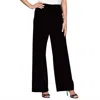 Alex Evenings Stretch Velvet Flat Front Straight Leg Pull-on Pants In Black In Black