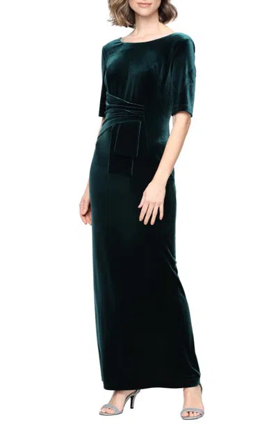 Alex Evenings Stretch Velvet Gown In Blue