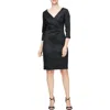 Alex Evenings Three-quarter Sleeve Taffeta Sheath Cocktail Dress