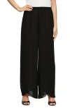 Alex Evenings Wide Leg Chiffon Pants In Black