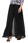 Alex Evenings Wide Leg Pants With Mesh Skirt Overlay In Black