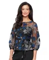 Alex Evenings Women's 3/4-sleeve Embroidered Blouse In Black