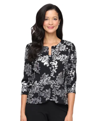 Alex Evenings Women's 3/4-sleeve Sequin Stretch Tank Top With Jacket In Multi