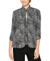 Alex Evenings Women's Abstract-print 3/4-sleeve Jacket & Tank Top In Black,white