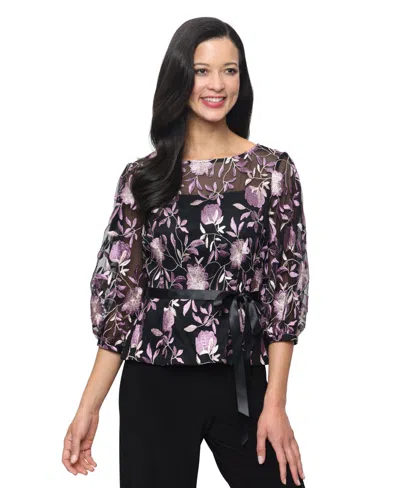 Alex Evenings Women's Boat Neck Top In Multi