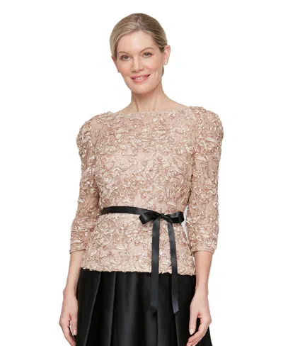 Alex Evenings Women's Boat Neck Top In Gold