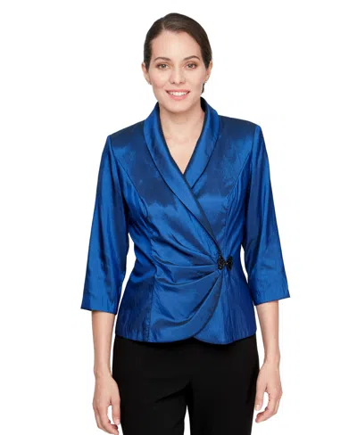 Alex Evenings Women's Collar And Decorative Top In Blue