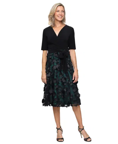 Alex Evenings Women's Elbow Sleeve Dress In Black