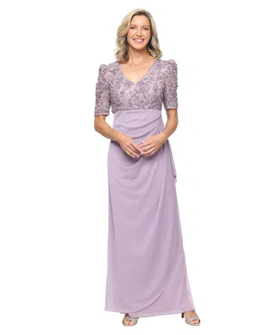 Alex Evenings Women's Embellished Puff-sleeve A-line Dress In Purple