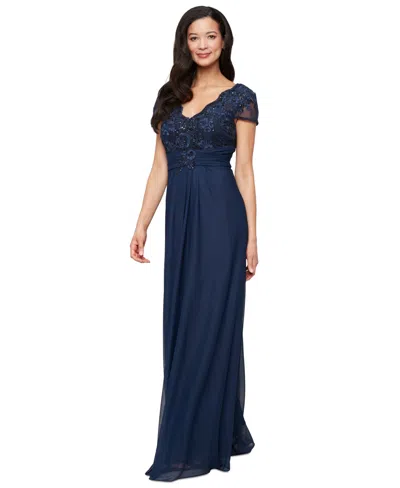Alex Evenings Women's Embellished Short-sleeve Gown
