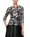Alex Evenings Petites Womens Sequined Sheer Blouse In Black Buff