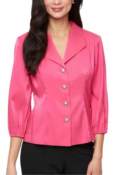 Alex Evenings Women's Fitted Silhouette Tunic Blouse Top In Fuchsia In Pink