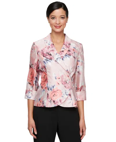 Alex Evenings Women's Floral 3/4-sleeve Blouse In Blush Multi