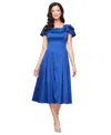 Alex Evenings Women's Floral-applique Midi Dress In Bright Royal