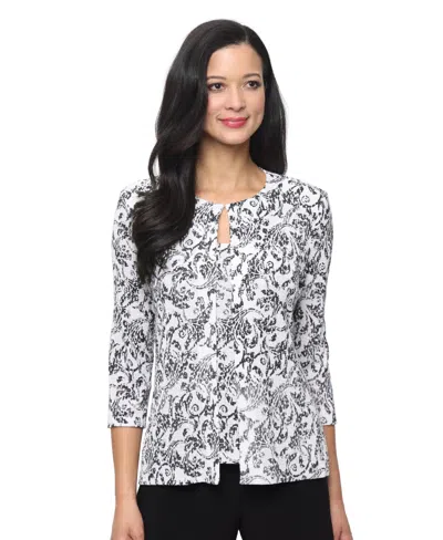 Alex Evenings Women's Glitter Knit Cami Top & Jacket, 2-piece Set In White
