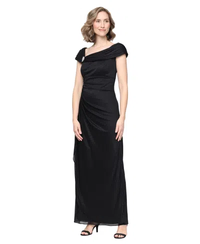 Alex Evenings Embellished L-neck Gown In Black