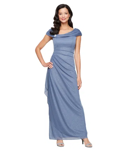 Alex Evenings 8133115 Long Formal Glitter Evening Dress In Blue