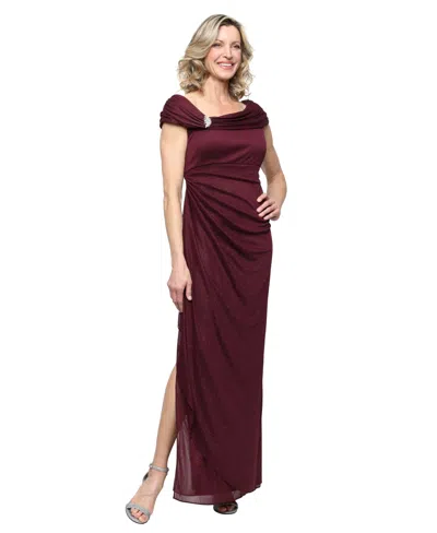 Alex Evenings Embellished L-neck Gown In Brown