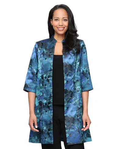 Alex Evenings Women's Jacquard Elongated Twinset In Blue