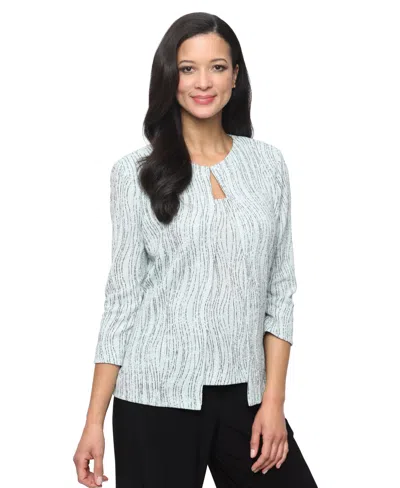 Alex Evenings Women's Jacquard Knit Scoop Neck Tank Top & Jacket, 2-piece Set In Gray