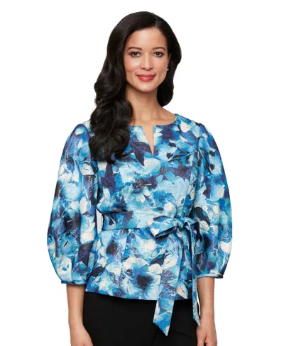 Alex Evenings Women's Jacquard Print Metallic Top