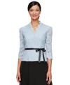 Alex Evenings Women's Lace Belted 3/4-sleeve Blouse In Hydrangea