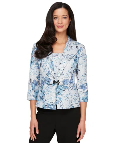 Alex Evenings Women's Layered Printed Camisole & Matching Jacket In Blue Multi