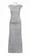 Alex Evenings Women's Long Embroidered Wedding Dress In Silver In Silver