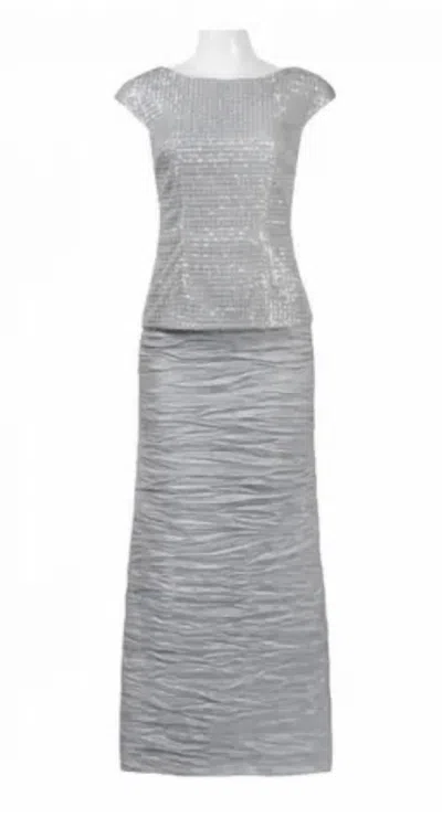 Alex Evenings Women's Long Embroidered Wedding Dress In Silver