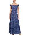ALEX EVENINGS WOMEN'S OFF-THE-SHOULDER SEQUINED LACE GOWN