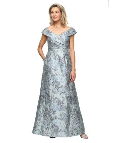 Alex Evenings Women's Off-the-shoulder Ball Gown In Gray