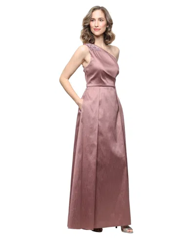 Alex Evenings Women's One-shoulder Shantung Dress In Pink