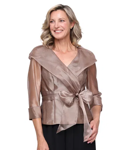 Alex Evenings Women's Organza 3/4-sleeve Blouse In Bronza