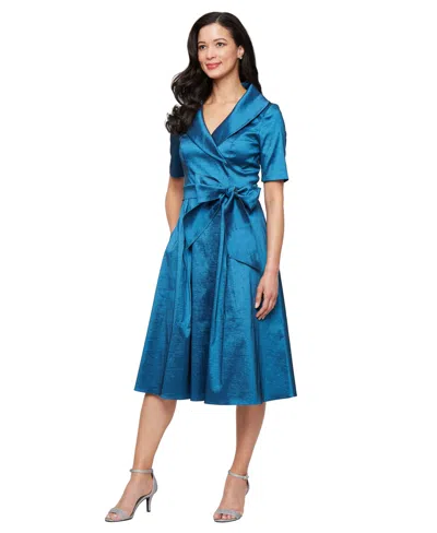 Alex Evenings Women's Portrait Collar Dress In Deep Blue